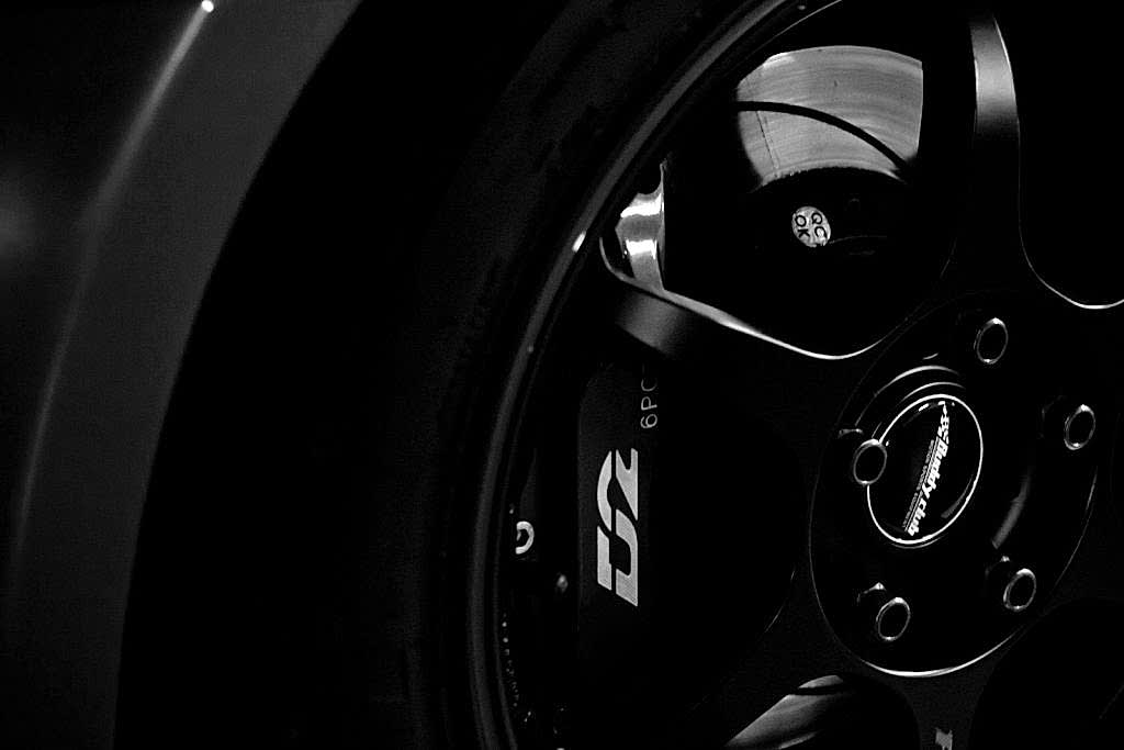 a close up of a tire on a car